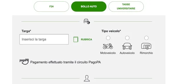Pagare il bollo auto CBILL home banking