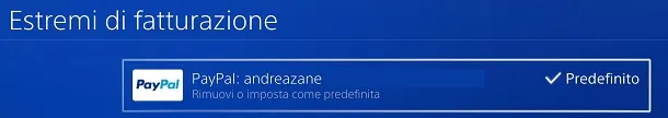 cambiare metodo di pagamento playstation 4