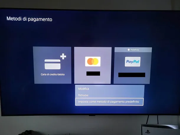 cambiare metodo di pagamento playstation 5
