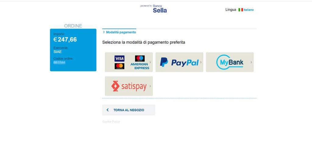pagamento permesso siae online
