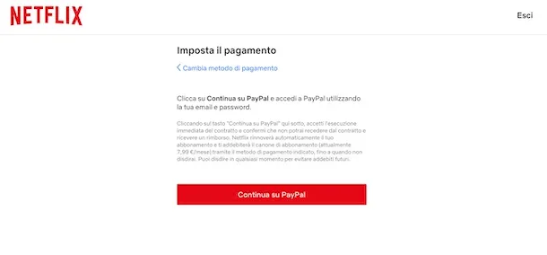 pagare Netflix con PayPal