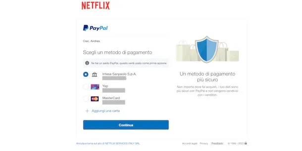 pagare Netflix con conto corrente