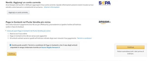 pagare in contanti
