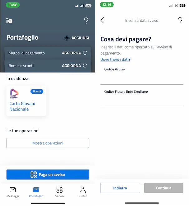 pagare pagoPA con codice IUV