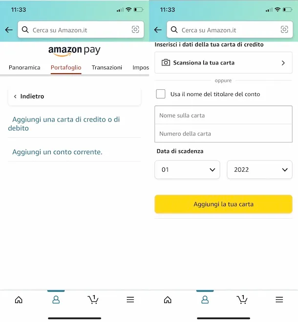 pagare su Amazon con carta