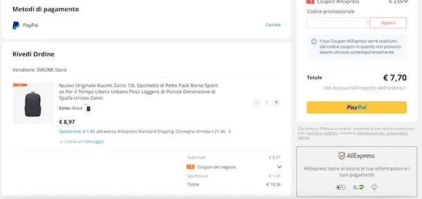 pagare su AliExpress con PayPal